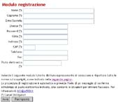 Modulo di registrazione al sito